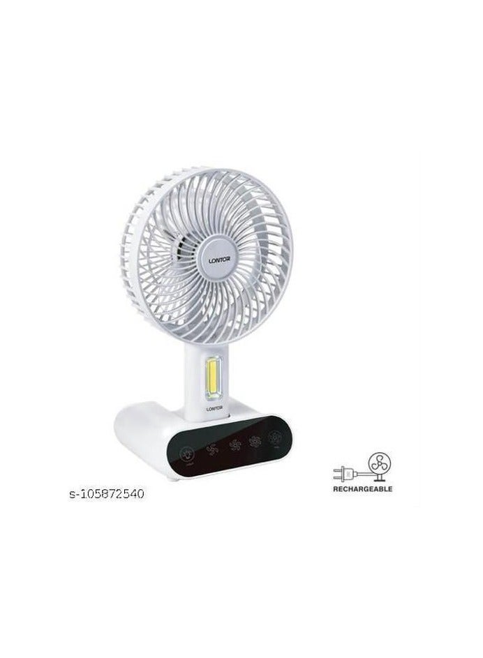 DP 7624 Rechargeable TableTouch Fan With Lamp USB Charging Portable Handheld 3 Gear Speed Desktop Mini Fan - DP 7624