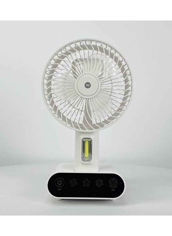 DP 7624 Rechargeable TableTouch Fan With Lamp USB Charging Portable Handheld 3 Gear Speed Desktop Mini Fan - DP 7624