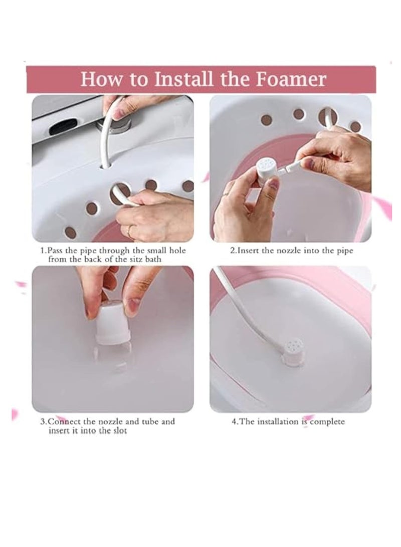 Sitz Bath for Toilet Seat,Foldable Sitz Bath for Over The Toilet Postpartum Care, Hemorrhoids,Clean Skin in the Buttock Area, with Flusher, Comfortable Seating, Relieve Pain, Water Massage, Reusable