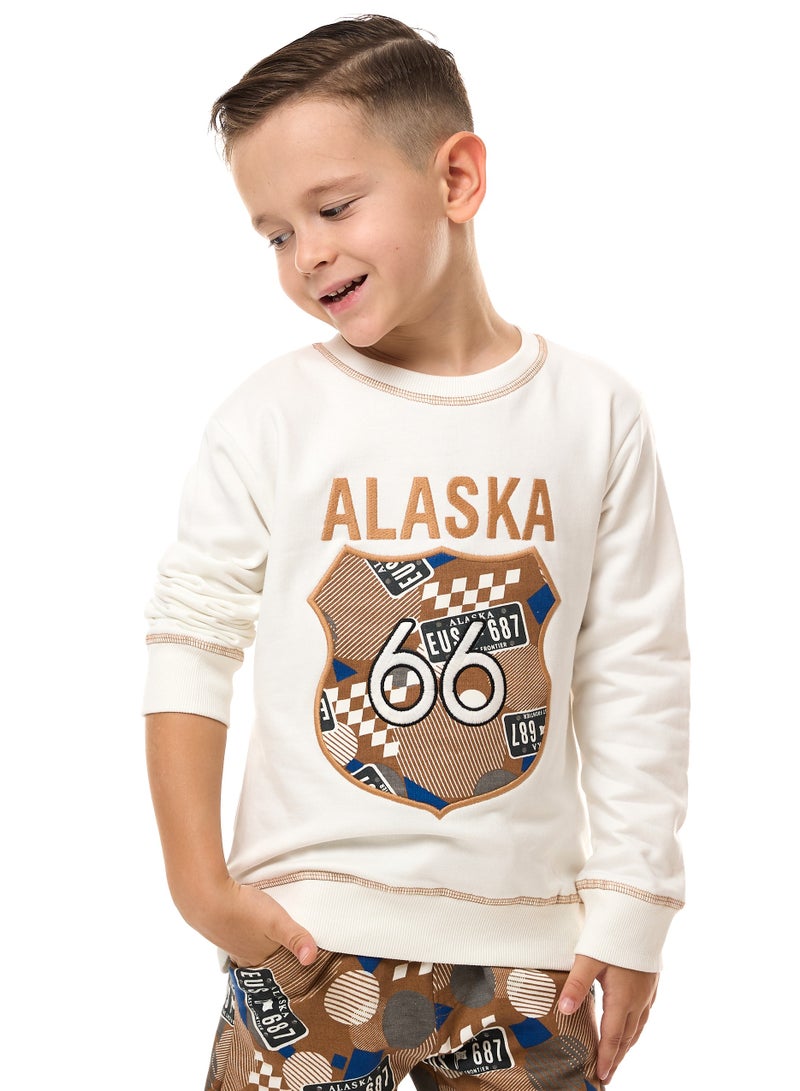 Boys' 2-Piece Applique Sweatshirt and Printed Jogger Set