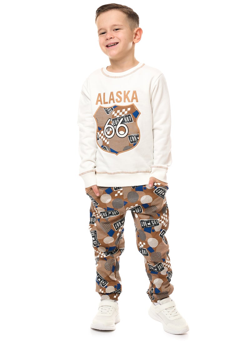 Boys' 2-Piece Applique Sweatshirt and Printed Jogger Set