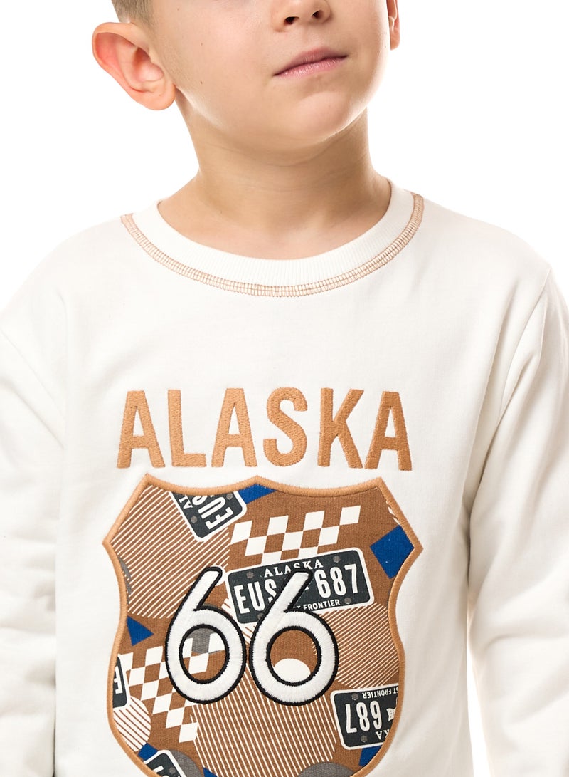 Boys' 2-Piece Applique Sweatshirt and Printed Jogger Set