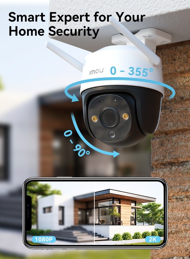 Cruiser SE+ 2K Camera, Outdoor Security Camera for Home, WiFi CCTV Camera for Home, Surveilliance Camera with 360° Coverage, Human/Motion Detection, Smart Night Vision, IP66, Two-Way Talk