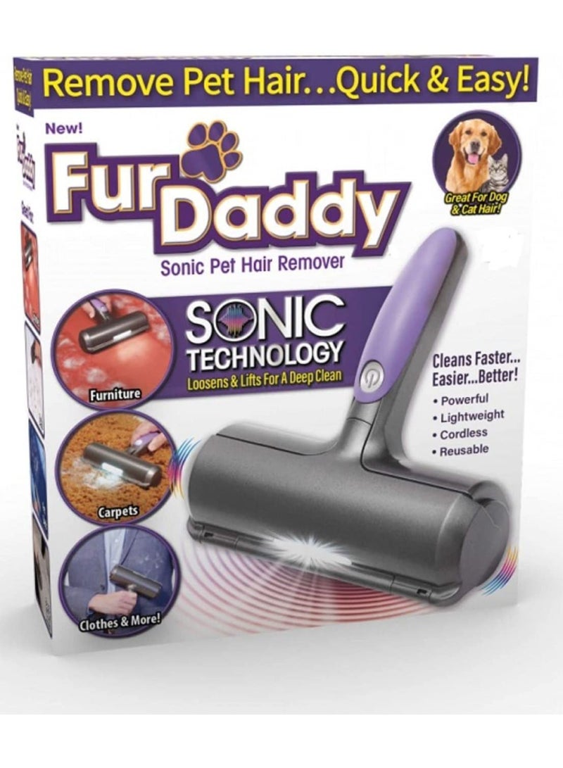 Sonic Technology Pet Hair Removal Roller for Any Home SurfaceDog and Cat SelfCleaning Fur Daddy with LEDNo Adhesive or Sticky Tape Needed, Perfect Fur Remover for Your Home