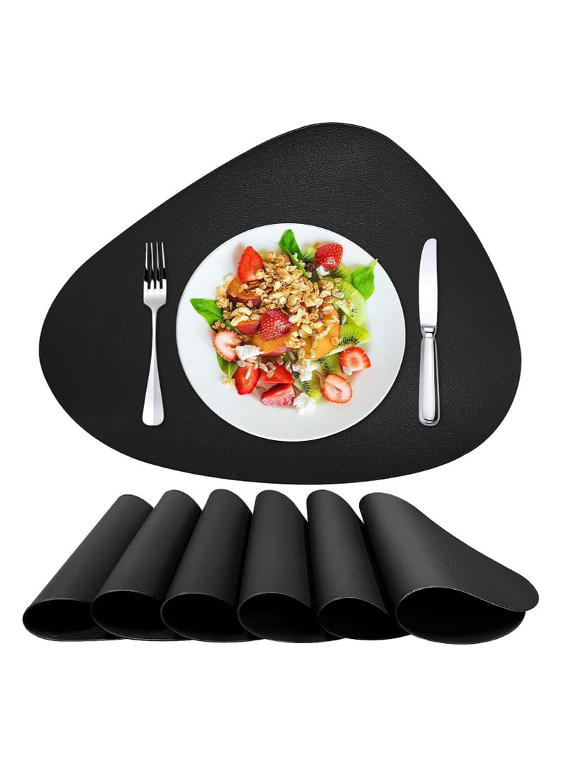 Set of 4 Round Leather Placemats – Faux Leather Non-Slip, Heat-Resistant, Wipeable & Washable Table Mats, Durable Dining Placemats for Kitchen, Dining Table, Home Decor, and Party Use