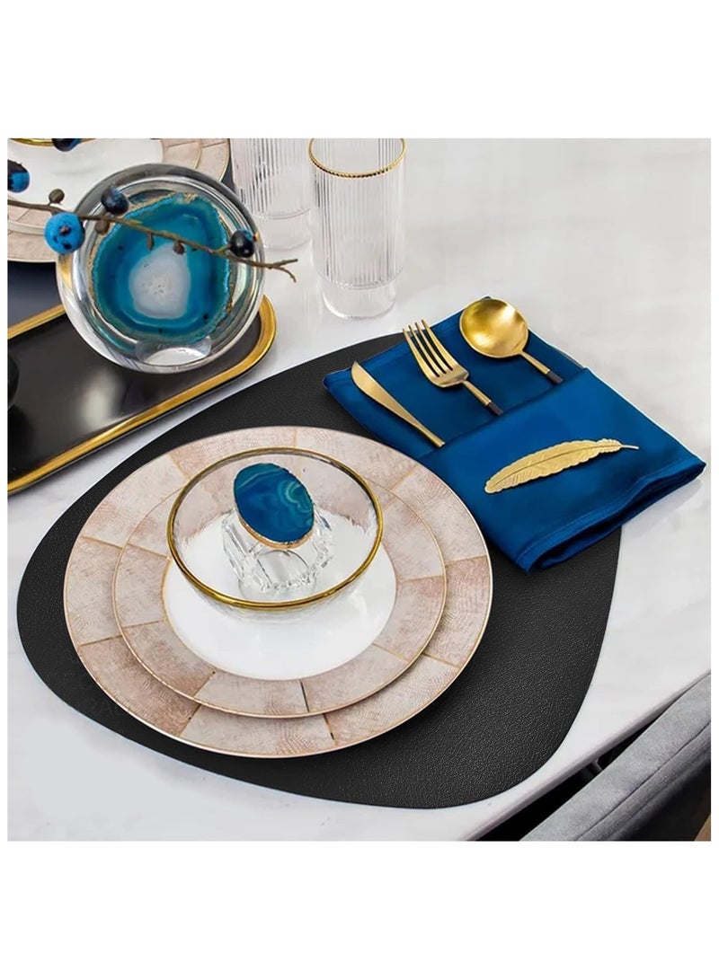 Set of 4 Round Leather Placemats – Faux Leather Non-Slip, Heat-Resistant, Wipeable & Washable Table Mats, Durable Dining Placemats for Kitchen, Dining Table, Home Decor, and Party Use