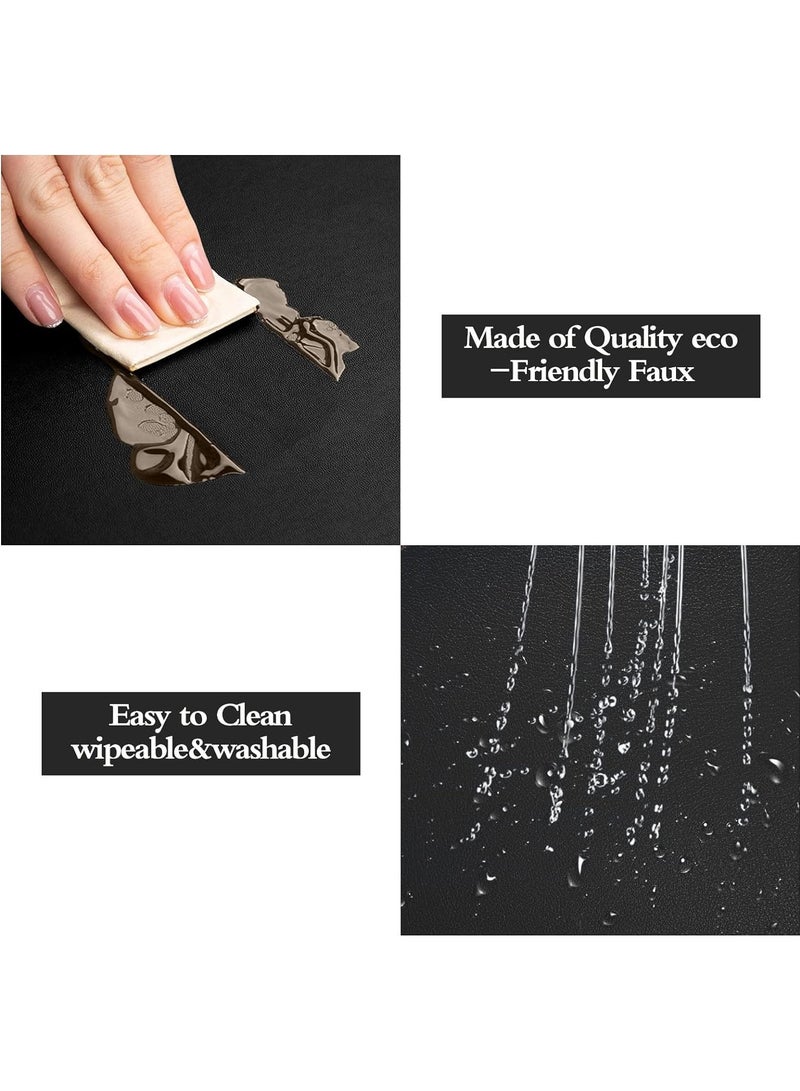 Set of 4 Round Leather Placemats – Faux Leather Non-Slip, Heat-Resistant, Wipeable & Washable Table Mats, Durable Dining Placemats for Kitchen, Dining Table, Home Decor, and Party Use