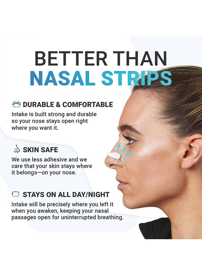 Intake Breathing Nasal Strip Starter Kit (15 Count, Black) - Boost Oxygen Intake, Reduce Snoring, Improve Sleep Quality - Sweat Resistant, Skin Safe Nasal Strips - Extra Strength Snoring Solution