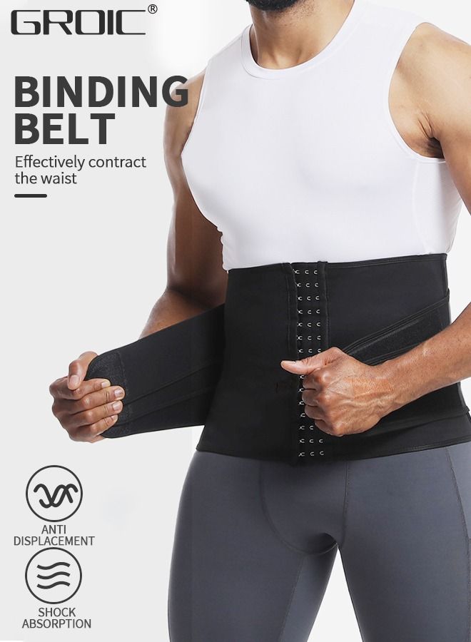 Men's Waist Trainer Sauna Weight Loss Body Shaper Sweat Vest for Men with 3 Rows of Hooks and 3 Belt, Neoprene Sauna Waist Sauna Sweat Waist Trimmer Slimmer Belt Workout Girdle, 2XL