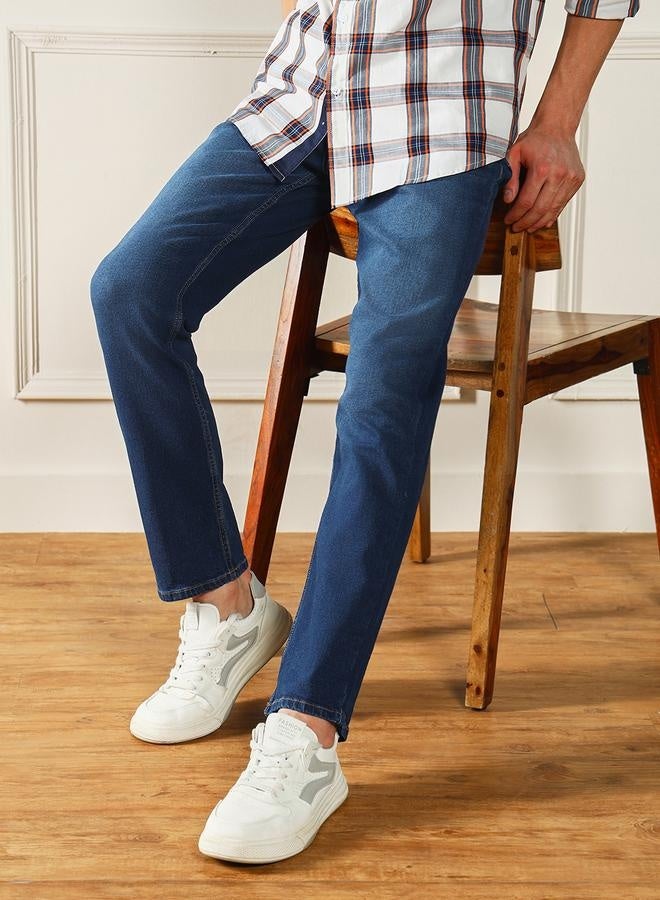 Men’s Straight Fit Dark Blue Jeans – Classic and Versatile