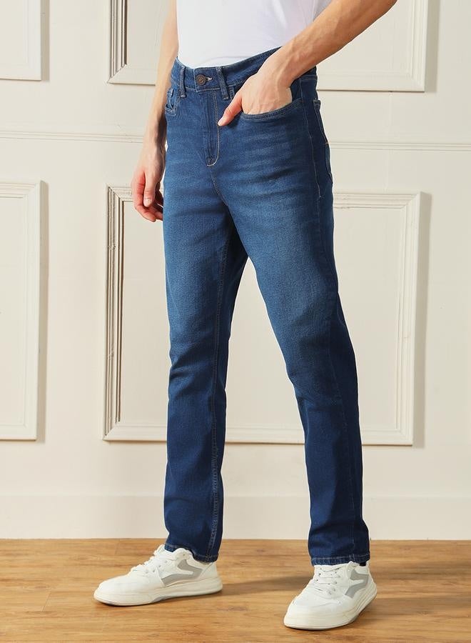 Men’s Straight Fit Dark Blue Jeans – Classic and Versatile