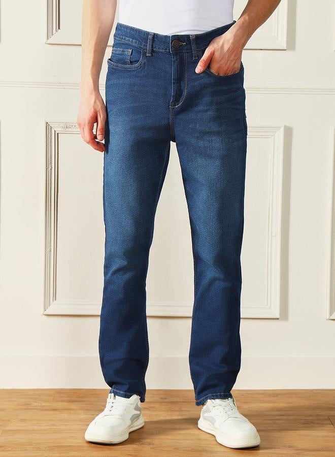 Men’s Straight Fit Dark Blue Jeans – Classic and Versatile