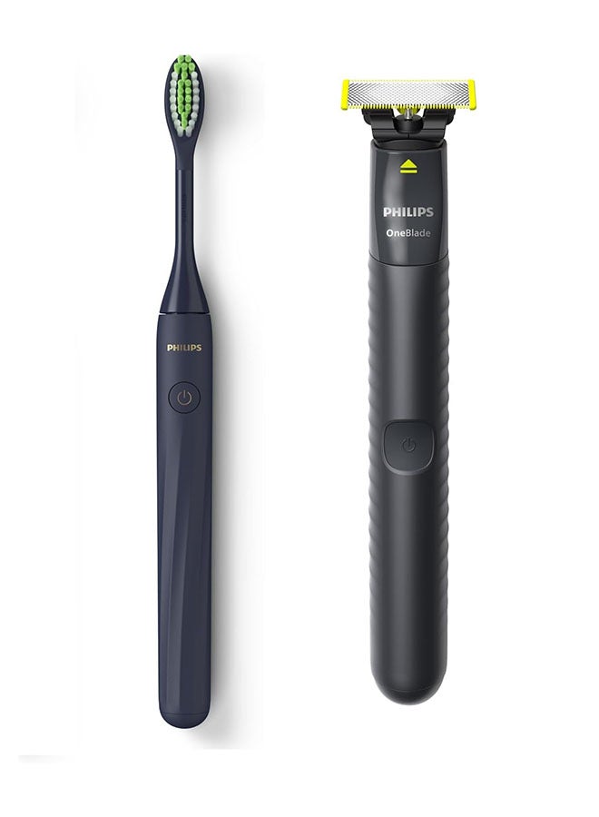 One Toothbrush Midnight Blue And One Blade Limited Edition Duo Pack