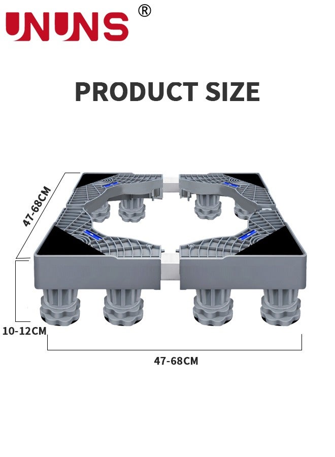 Fridge Stand Universal Stand Base Adjustable Refrigerator Stand with 8 Strong Feet for Washing Machine Stand Pedestal, Fridge Base Stand, Adjustable Appliance Dolly Square