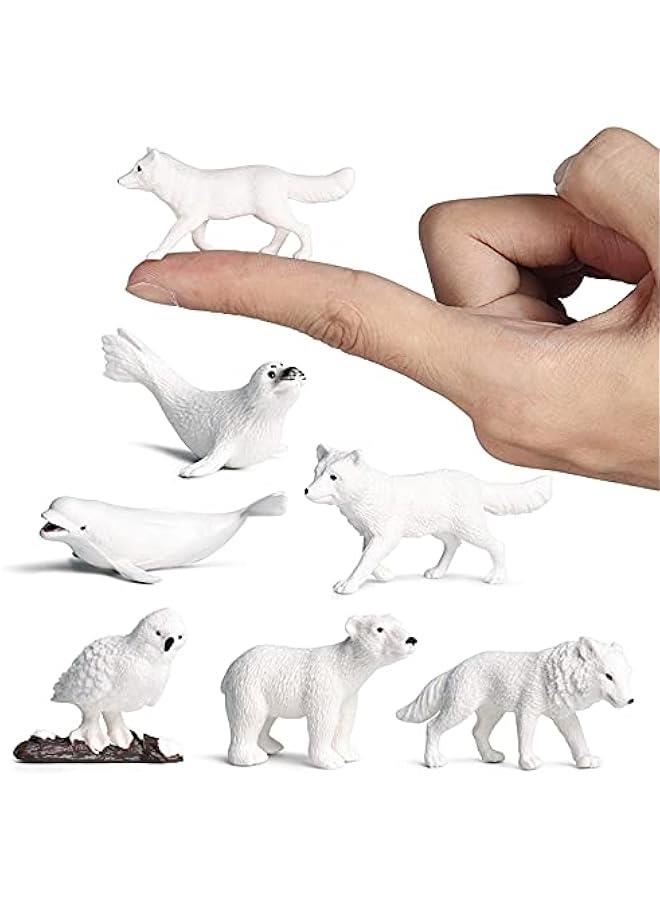 32PCS Mini Ocean Animal Figures Set with Sharks Whales Arctic Animals