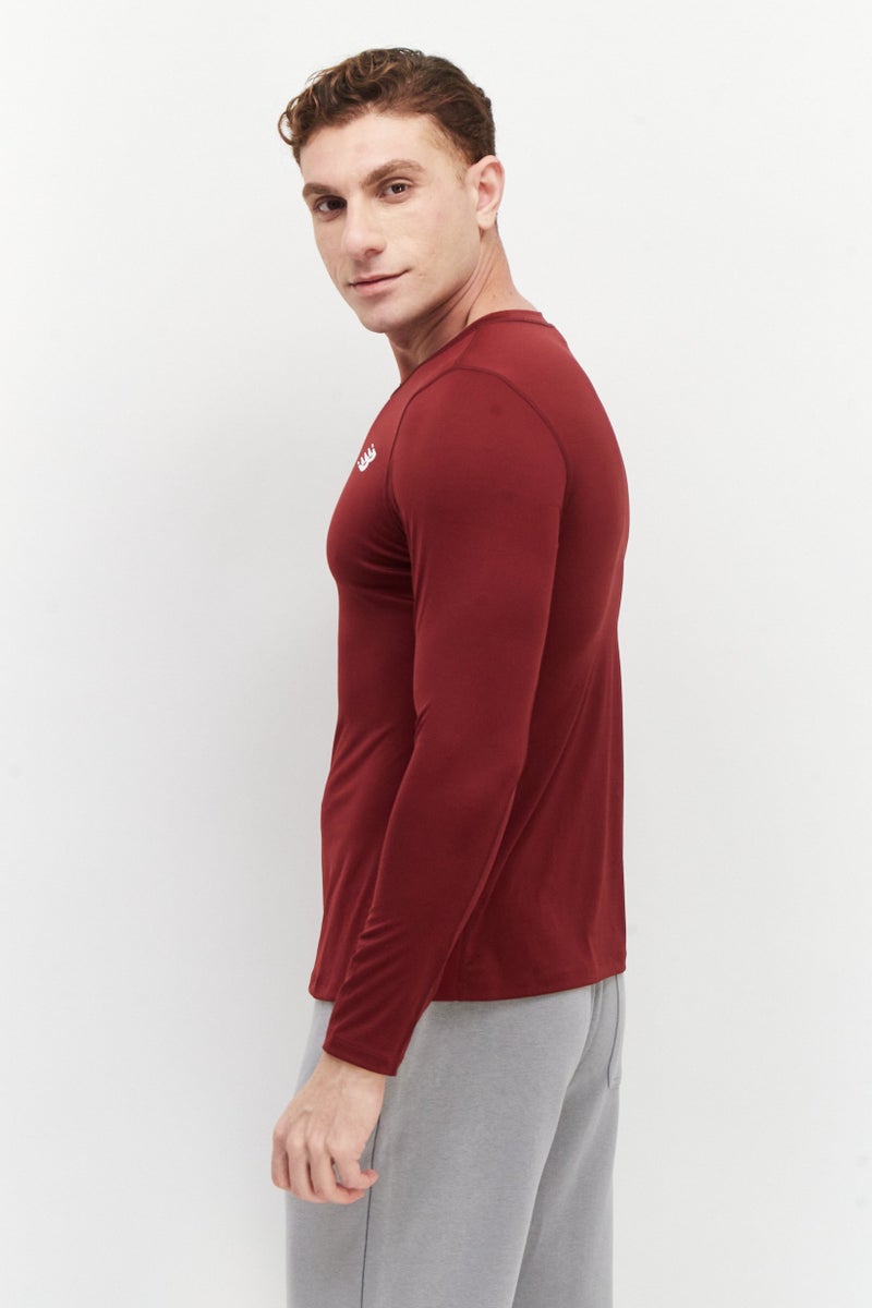 Men Sportswear Fit Long Sleeves Training T-Shirt, Maroon