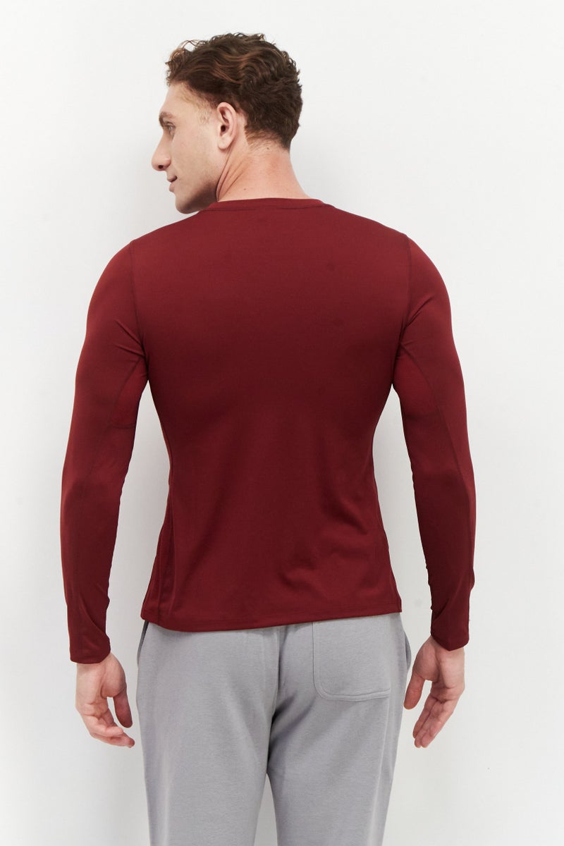 Men Sportswear Fit Long Sleeves Training T-Shirt, Maroon