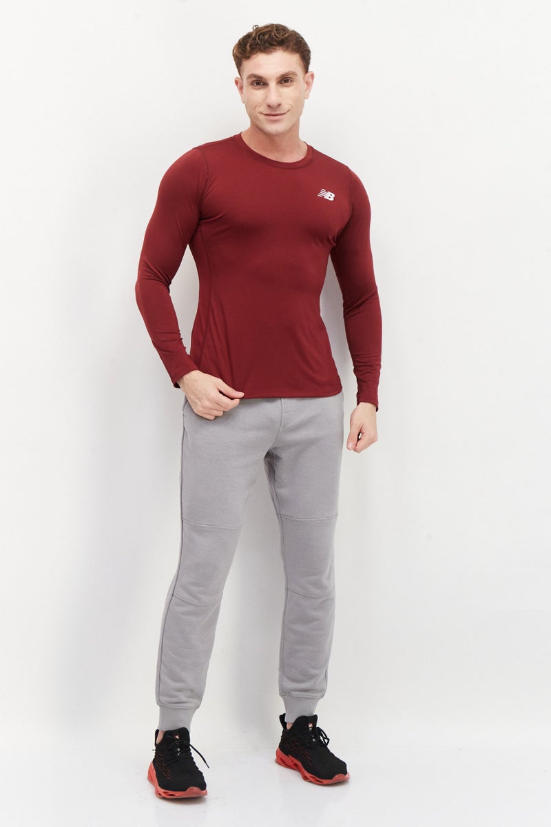 Men Sportswear Fit Long Sleeves Training T-Shirt, Maroon