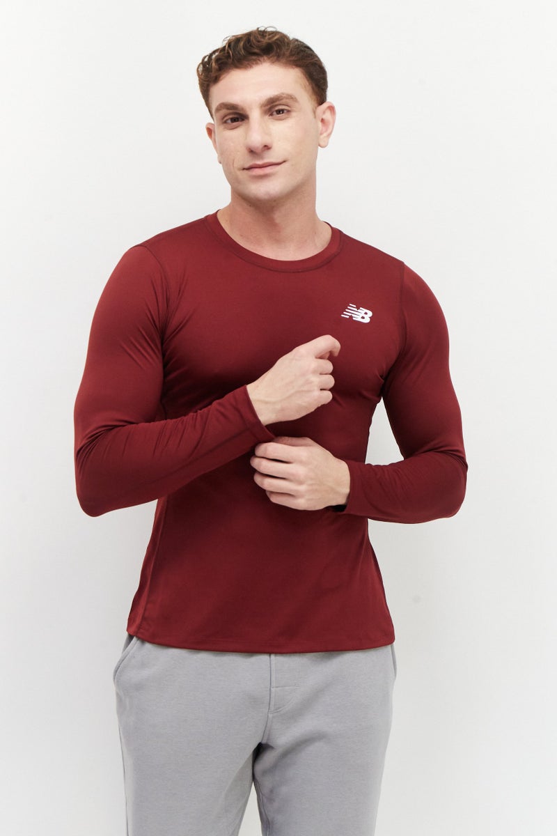 Men Sportswear Fit Long Sleeves Training T-Shirt, Maroon