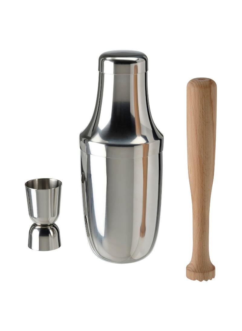 3 Piece Bar Set Stainless Steel Wood