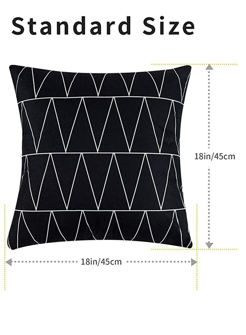 Set of 4 Pillowcases Decorative Geometric Square 18 x Inches Throw Pillow Covers - Modern Pattern Linen Cushion Case for Sofa Couch Bed Home Car Office Decor