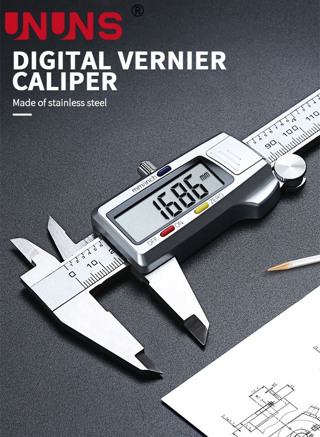 Digital LCD Vernier Calliper,150MM Stainless Steel Micrometer Electronic Tool,Metal Metric Measure Caliper For Engineer Carpenter