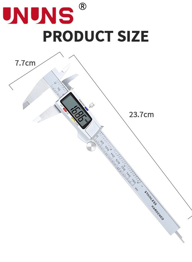 Digital LCD Vernier Calliper,150MM Stainless Steel Micrometer Electronic Tool,Metal Metric Measure Caliper For Engineer Carpenter