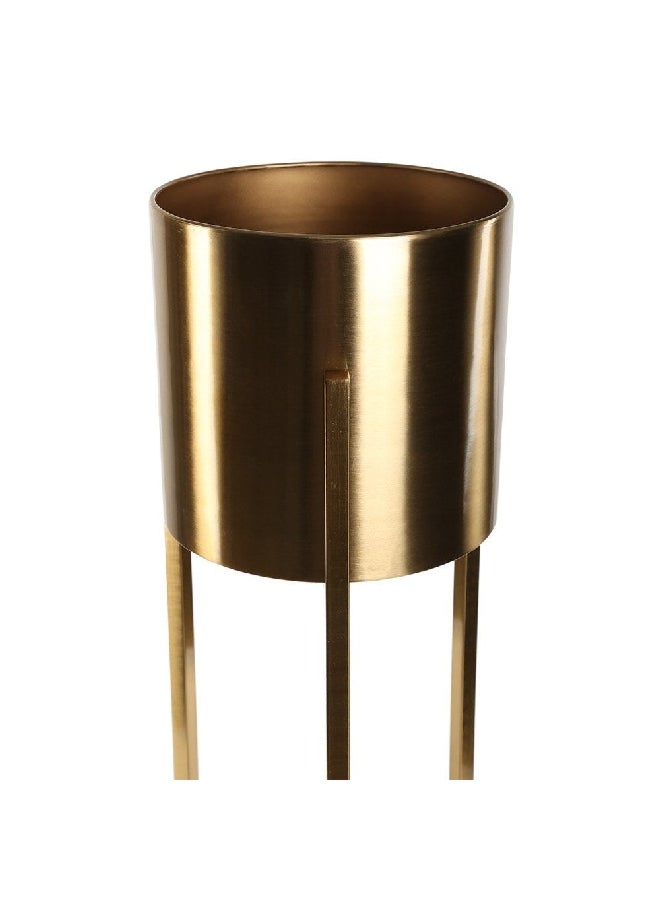 Cylindrical Planter with Stand, Gold – Large