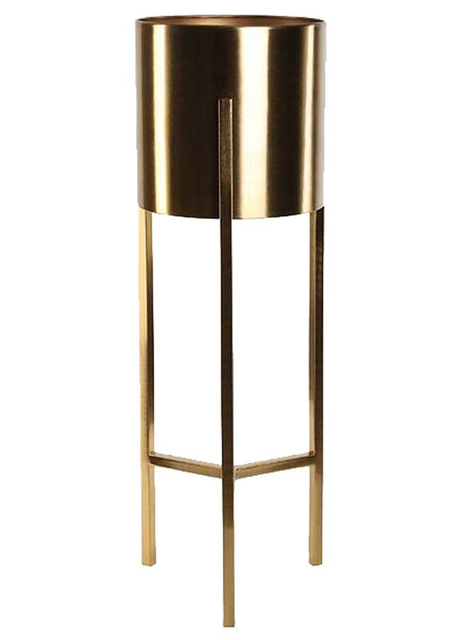 Cylindrical Planter with Stand, Gold – Large