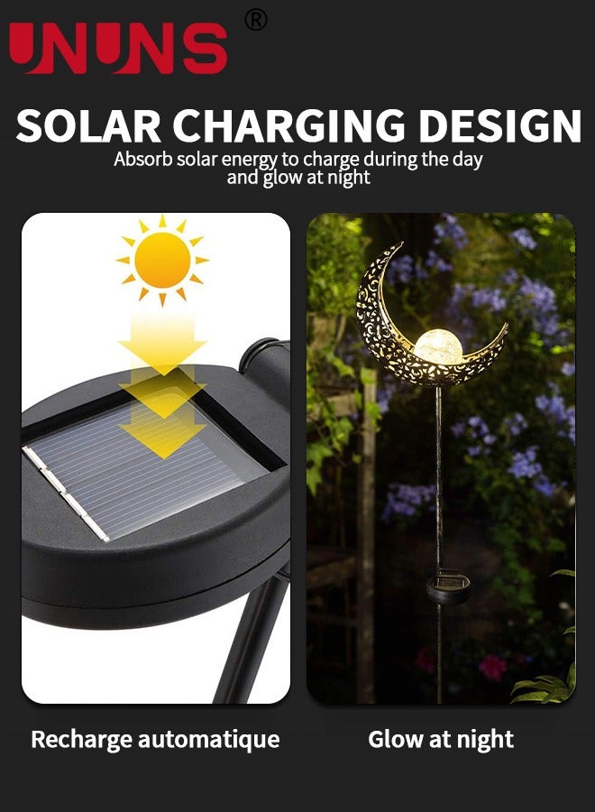 Solar Moon Light,Outdoor Solar Lanterns,Solar Garden Lights,Patio Decor Metal Yard Art Garden Accessories,Outdoor Decorations For Porch,Yard,Lawn,Patio,Courtyard