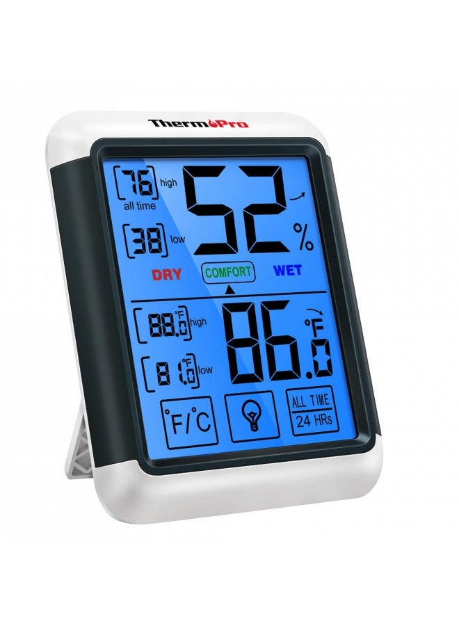 Thermopro Tp55 Digital Hygrometer Indoor Thermometer Humidity Gauge With Large Touchscreen And Backlight Temperature Humidity Monitor