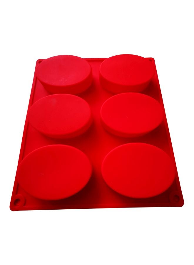 6-Cavity Oval Silicone Dessert Mould Red 22x20cm