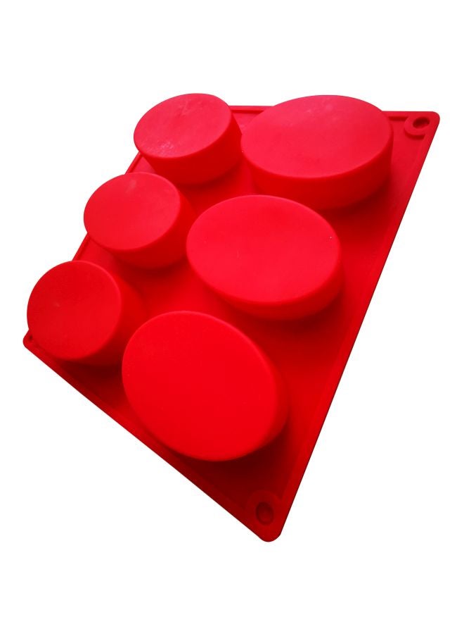 6-Cavity Oval Silicone Dessert Mould Red 22x20cm