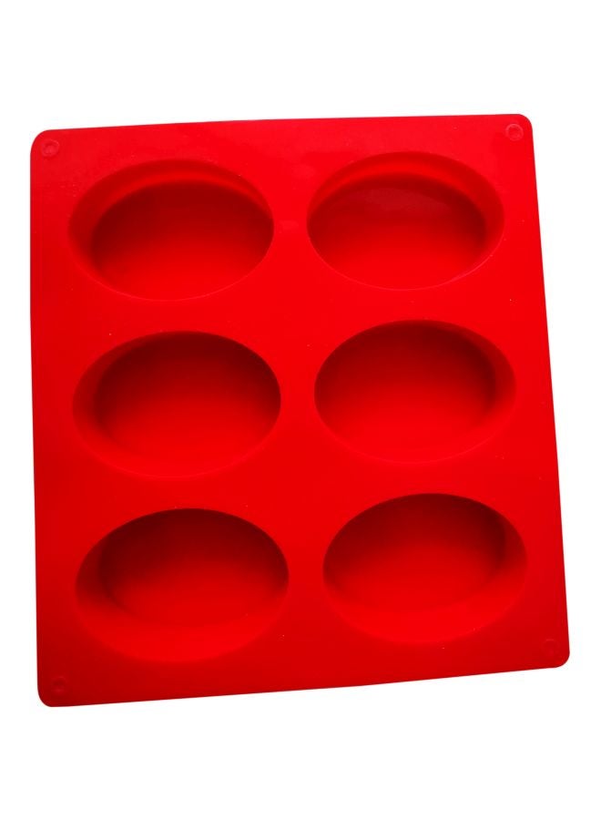 6-Cavity Oval Silicone Dessert Mould Red 22x20cm