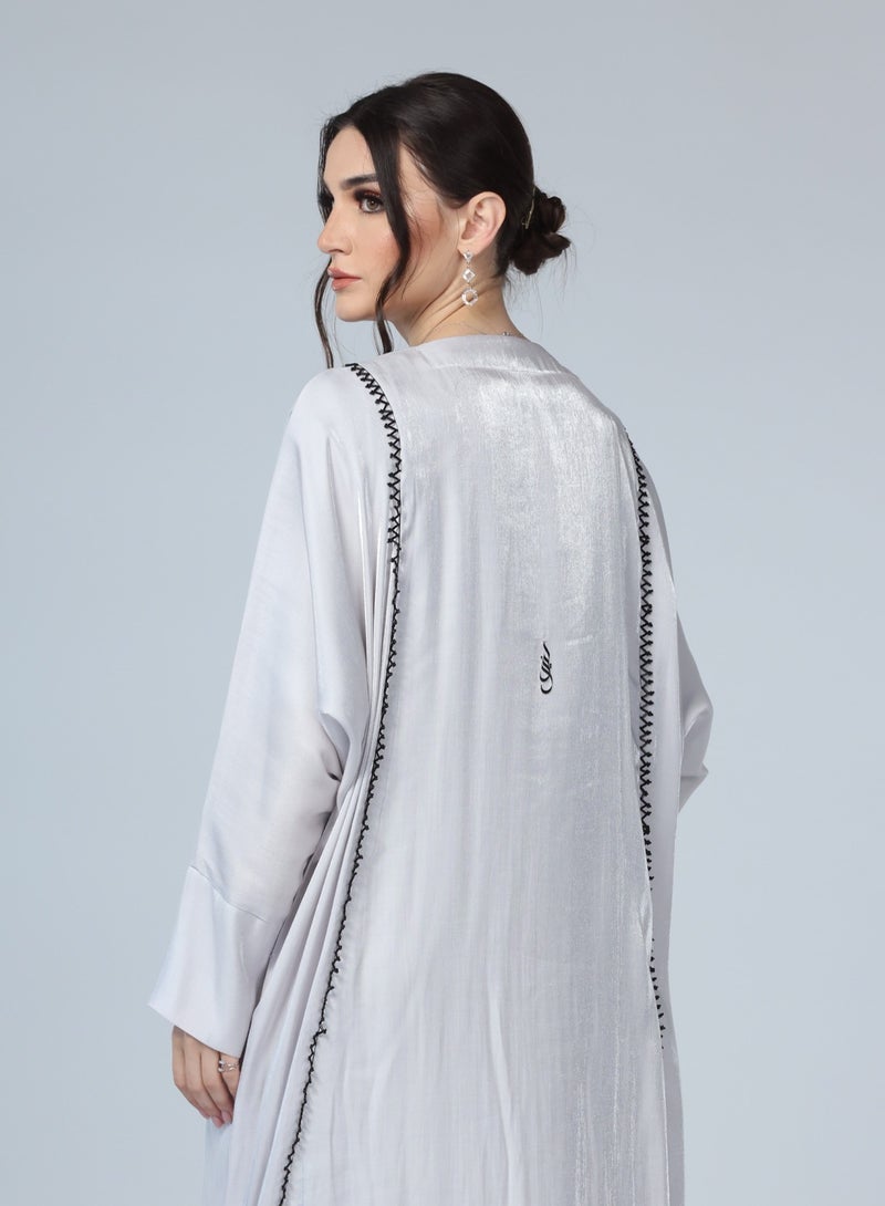 Noor - Kimono Abaya in Silver