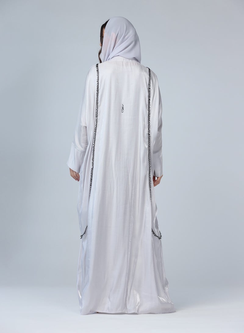 Noor - Kimono Abaya in Silver