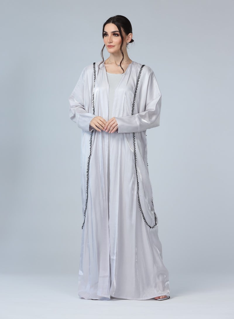 Noor - Kimono Abaya in Silver