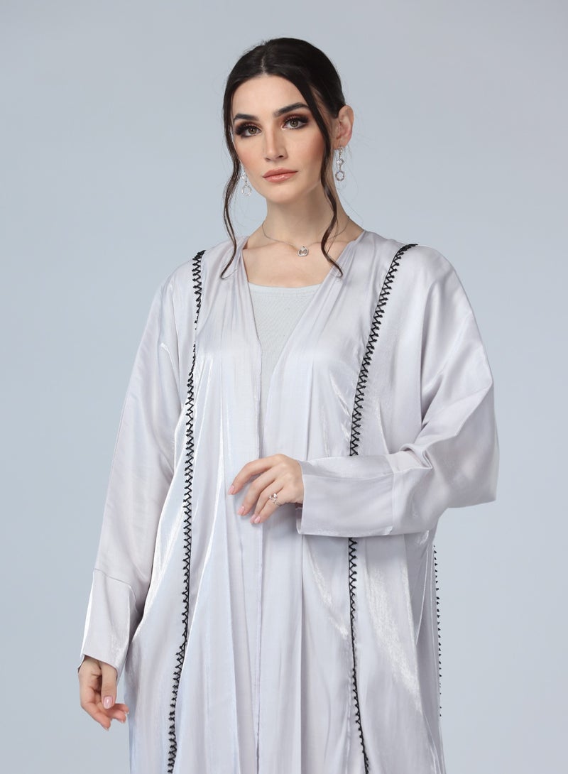 Noor - Kimono Abaya in Silver