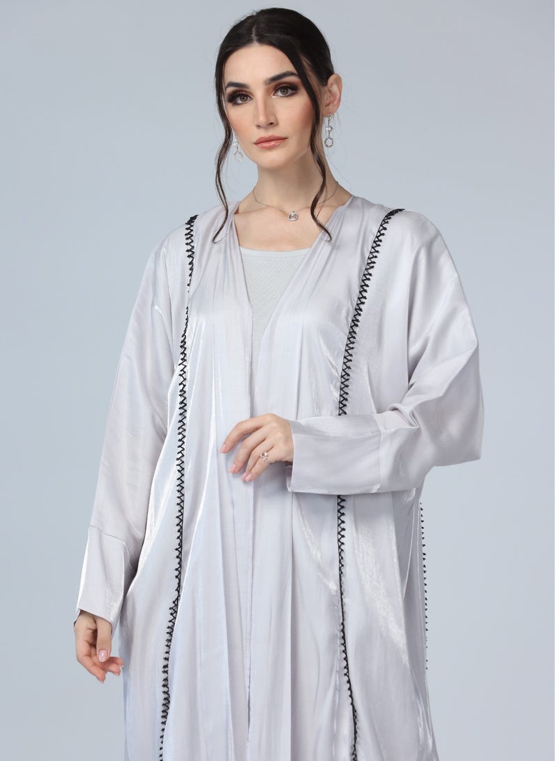 Noor - Kimono Abaya in Silver