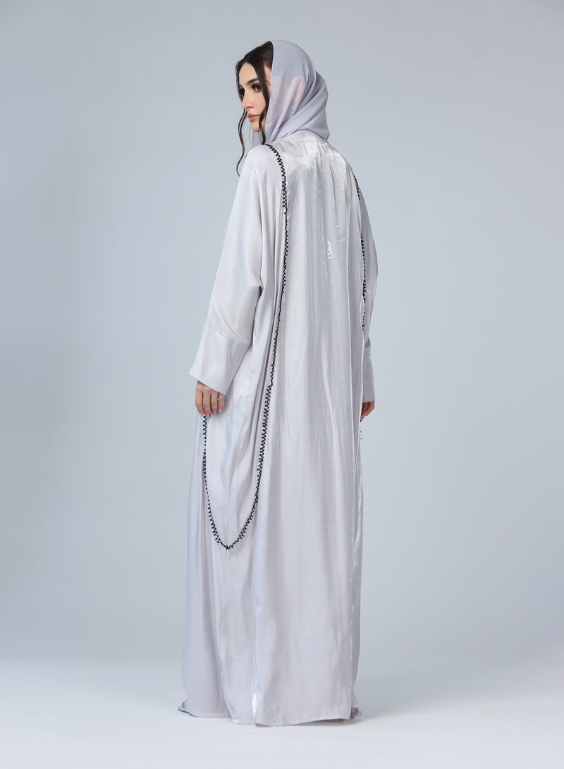 Noor - Kimono Abaya in Silver