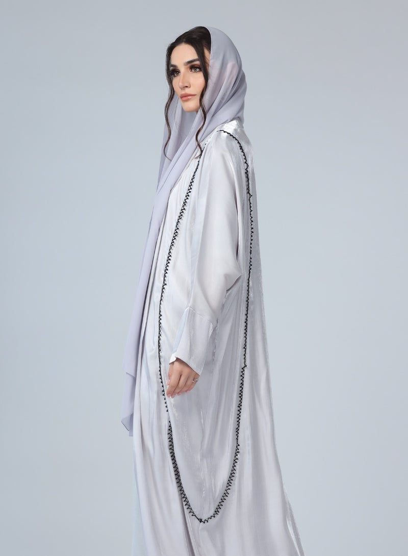 Noor - Kimono Abaya in Silver