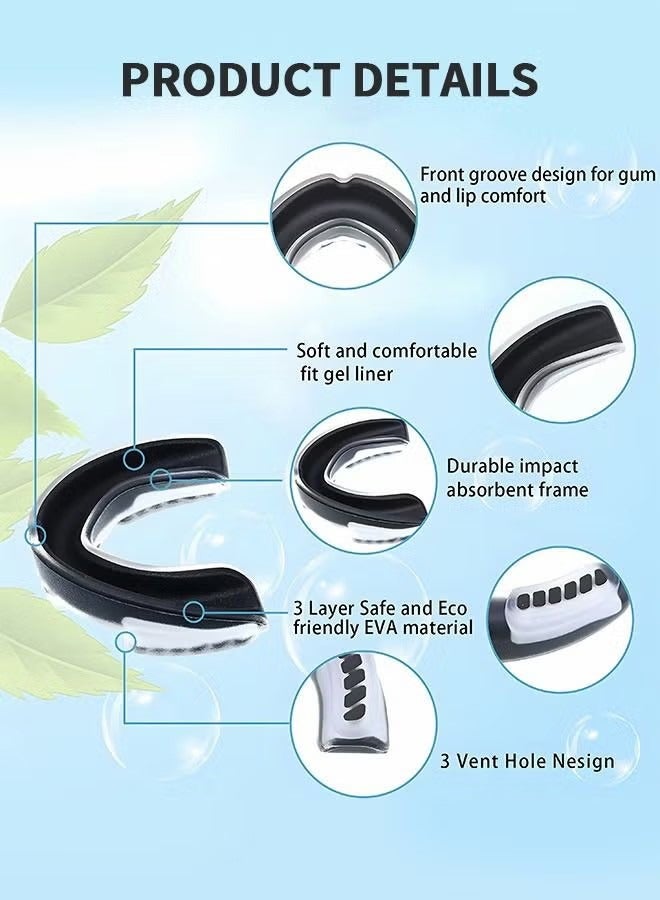 Youth Mouth Guard Football MouthGuard Sports Kids Boys Mouthpiece Teeth Braces EVA Double Colored for MMA Boxing Rugby Kickboxing Taekwondo Softball Lacrosse