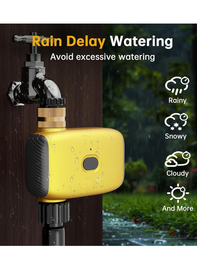 WiFi Sprinkler Timer Newest WiFi Water Timer for Garden Irrigation System, Brass Inlet Smart Hose Timer with Automatic Irrigation Controller for Yard Watering with Rain Delay Function