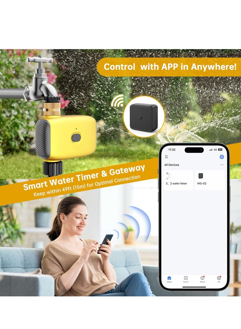 WiFi Sprinkler Timer Newest WiFi Water Timer for Garden Irrigation System, Brass Inlet Smart Hose Timer with Automatic Irrigation Controller for Yard Watering with Rain Delay Function