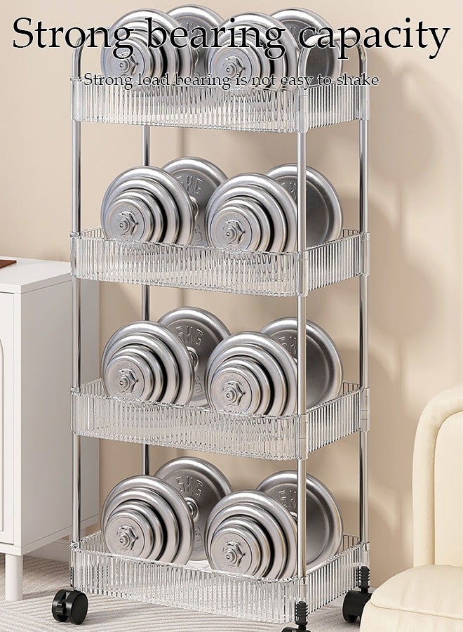 3 Tier Clear Rolling Utility Cart Organizer, Multipurpose Mobile Organizer Storage Shelves Trolley Kitchen, Bedroom, Bathroom, Office, Laundry Room