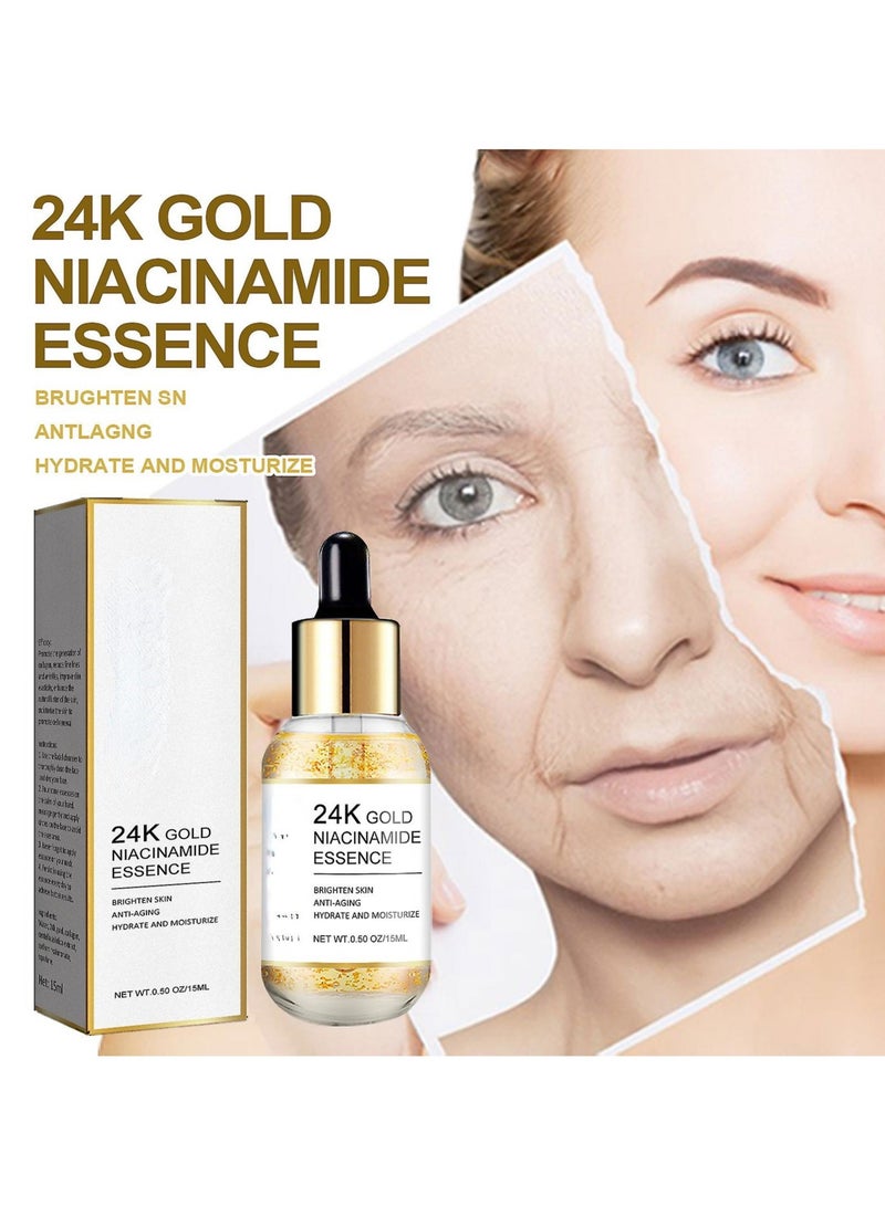 24K Gold Collagen Boost Serum,24k Pure Gold Foil Essence Serum,Facial Serum Anti Aging,for All Skin Type