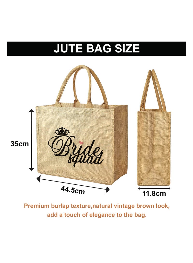 Bride Squad Jute Totes for the Perfect Party Favor - Bridesmaids - Besties - Bags for the Perfect Wedding Squad - Gift Set for Bride Squad