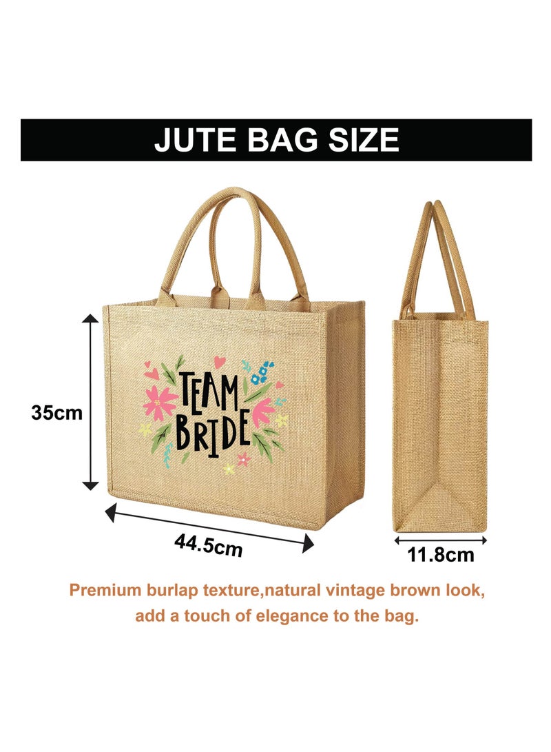 Team Bride Jute Totes - Eco-Friendly Gifts for Every Team Member - Bridesmaids Besties - Weddings and Bridal Showers Jute Bag