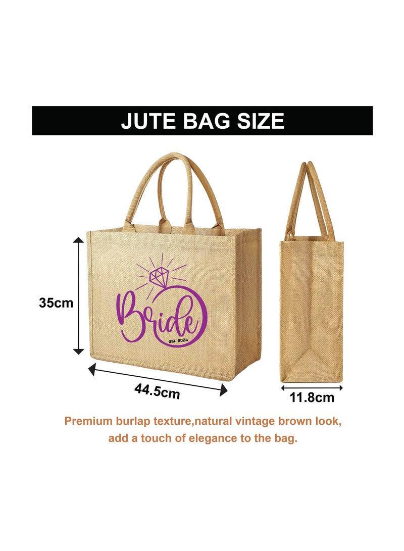 Jute Tote Bag-Bride Est-Wedding Party Gift Bag For Bridesmaids And Guests-Wedding Party Favors