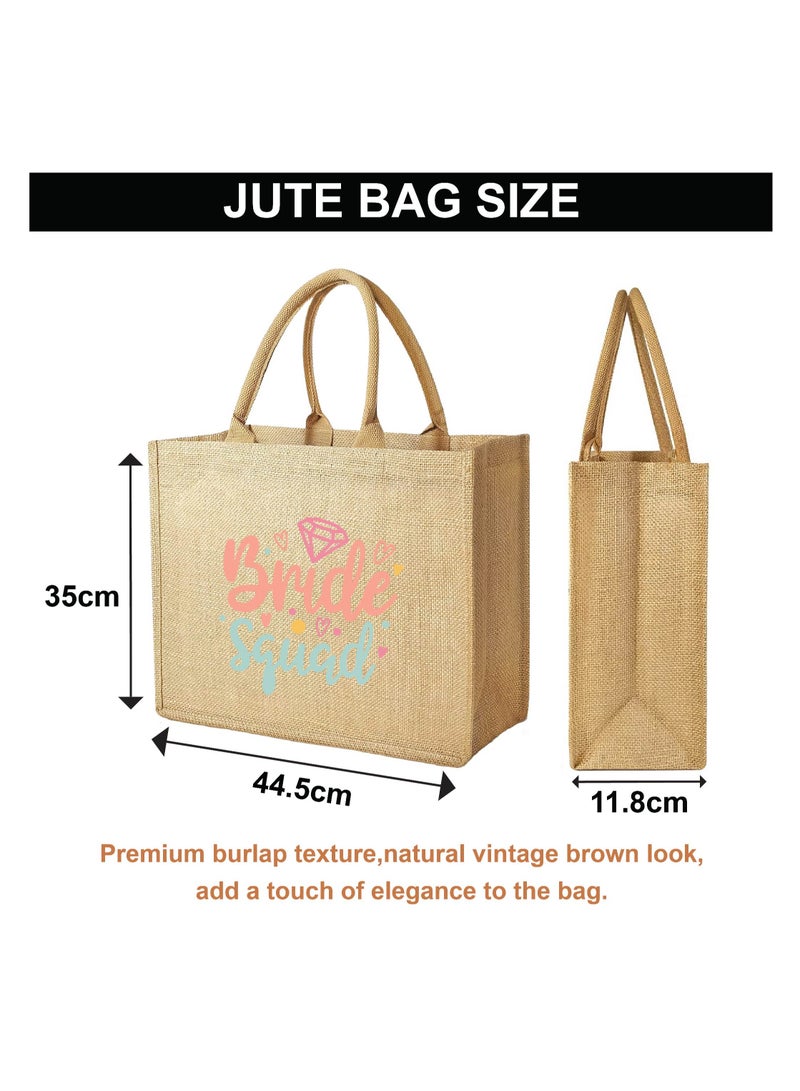 Bride Squad Jute Totes for the Perfect Party Favor - Bridesmaids - Besties - Bags for the Perfect Wedding Squad - Gift Set for Bride Squad